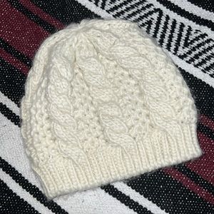 White crochet beanie